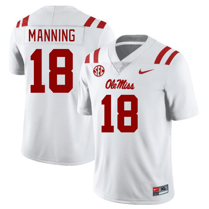 Ole Miss Rebels #18 Archie Manning College Football Jerseys Stitched Sale-White
